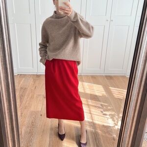 Lynn&Co Wool Red Midi Skirt